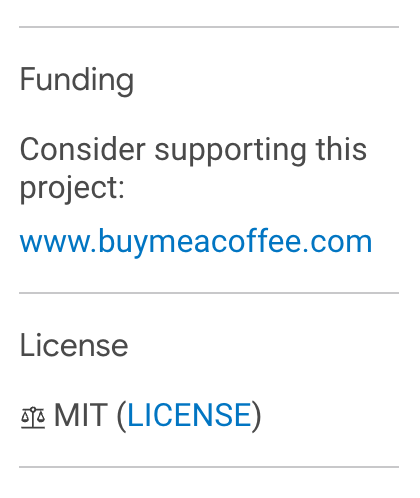 A screenshot displaying a sponsorship link section in the sidebar on pub.dev.