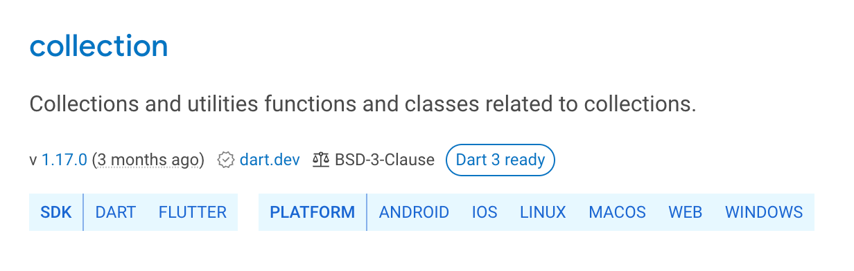 A Dart 3 ready badge displayed on a package page.