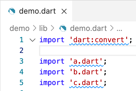 A code editor showing multiple unused import warnings marked with blue squiggly lines.