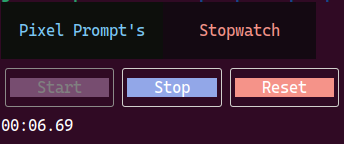 Terminal-based stopwatch app built with Pixel Prompt.